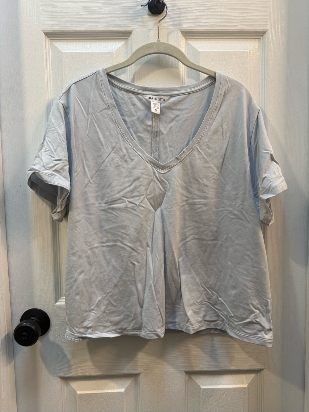 Athleta Pale Blue V-Neck Relaxed Short Sleeve Tee XL